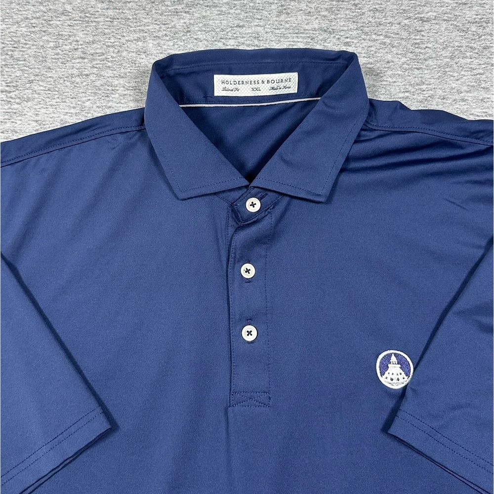 Holderness & Bourne Polo Shirt Mens Size XXL Blue Anderson Tailored Fit Golf